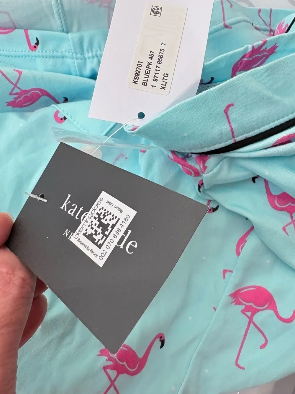 kate spade Light Blue and Pink Flamingo Pajama Set Top XL